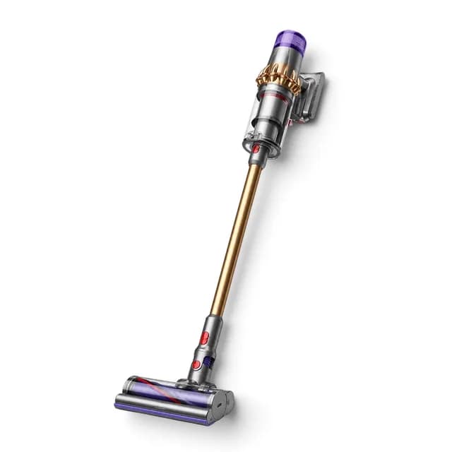 A Dyson cordless vacuum — the handheld body, wand and floor head